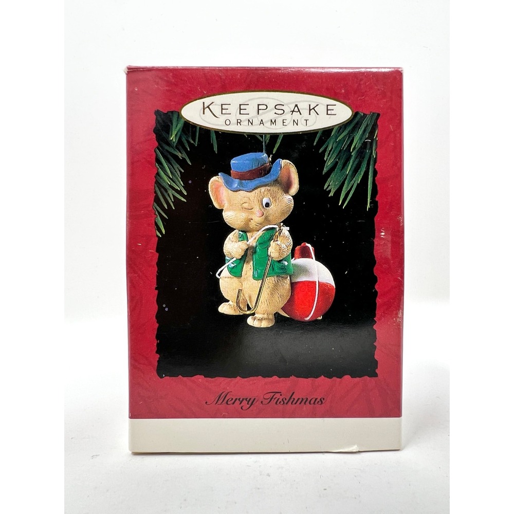 Hallmark Keepsake Ornament Merry Fishmas 1994 Mouse Fishing Bobber QX591-3 EX